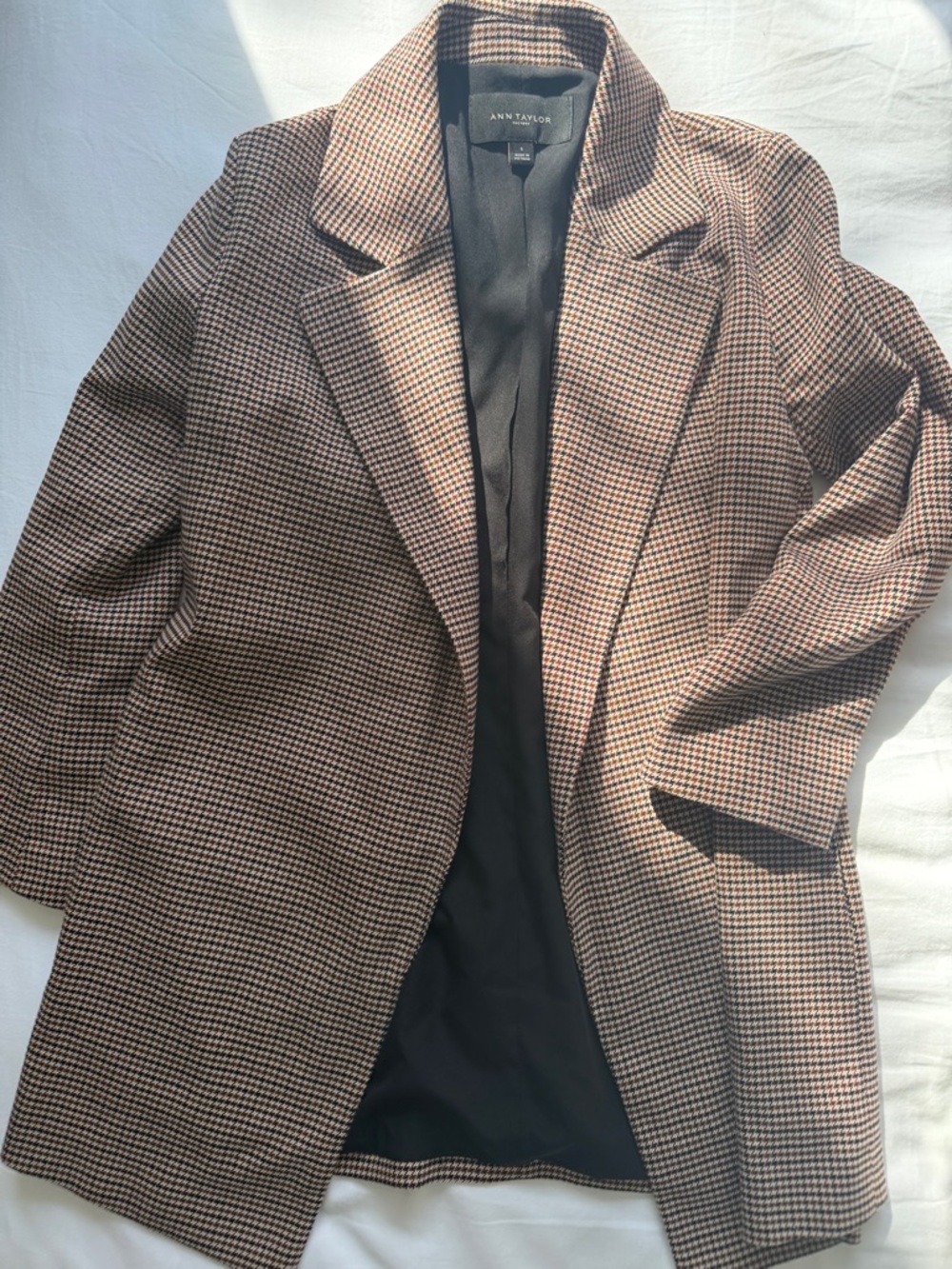 Ann Taylor Brown Houndstooth Sport Coat Blazer